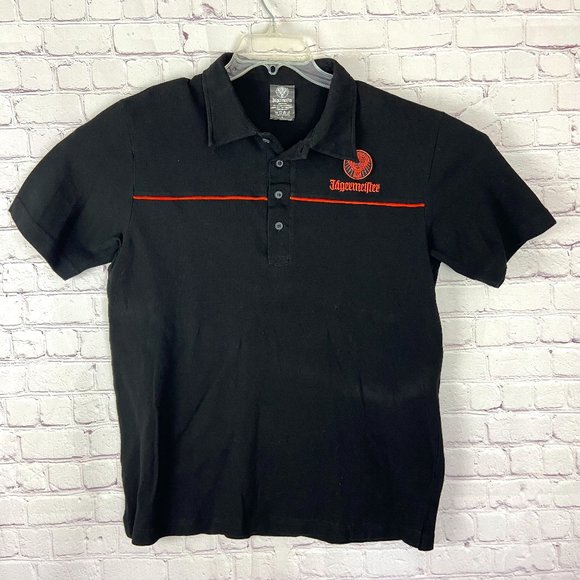 Jägermeister  Men's Black and Orange Short Sleeve Polo. Size Large - Picture 1 of 7